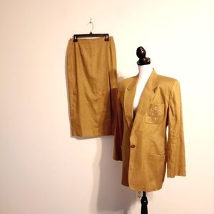 Linen Skirt Suit Vintage Size 10
